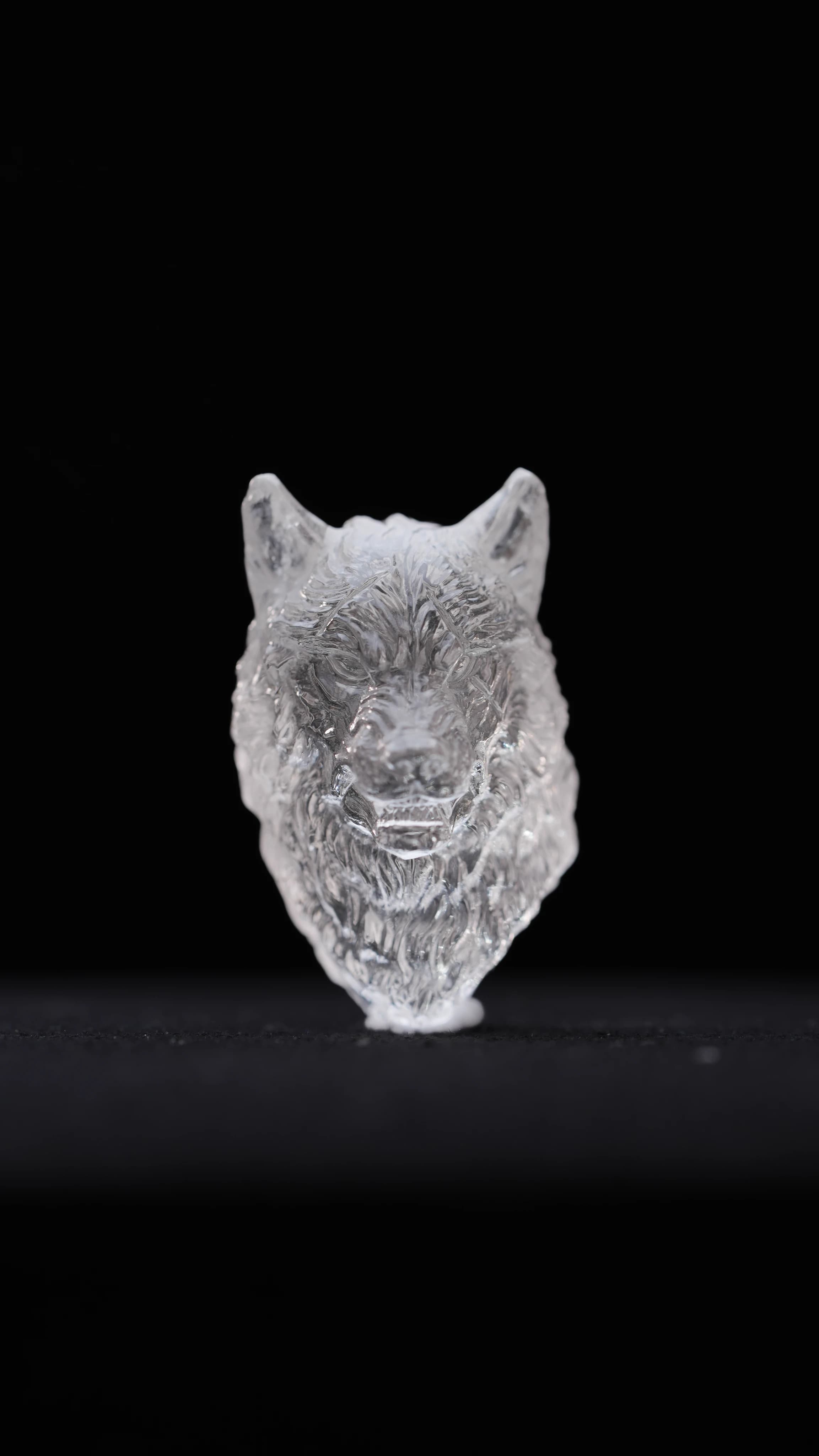 Clear Quartz Wolf — Clear Quartz — Carvings
