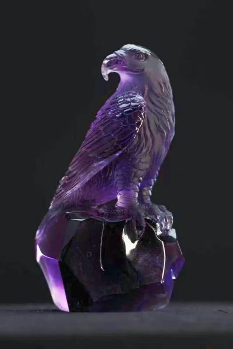 Aquila in ametista — Ametista, Oro bianco 14K — Intagli