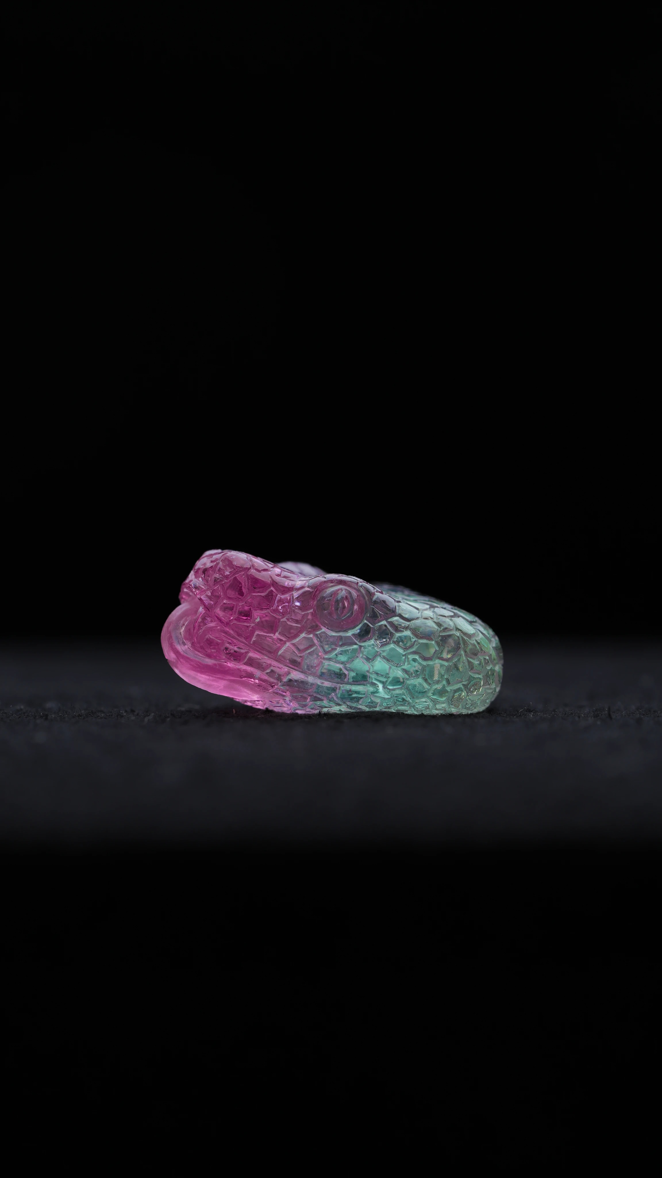 Watermelon Tourmaline Snake Head — Tourmaline — Carvings