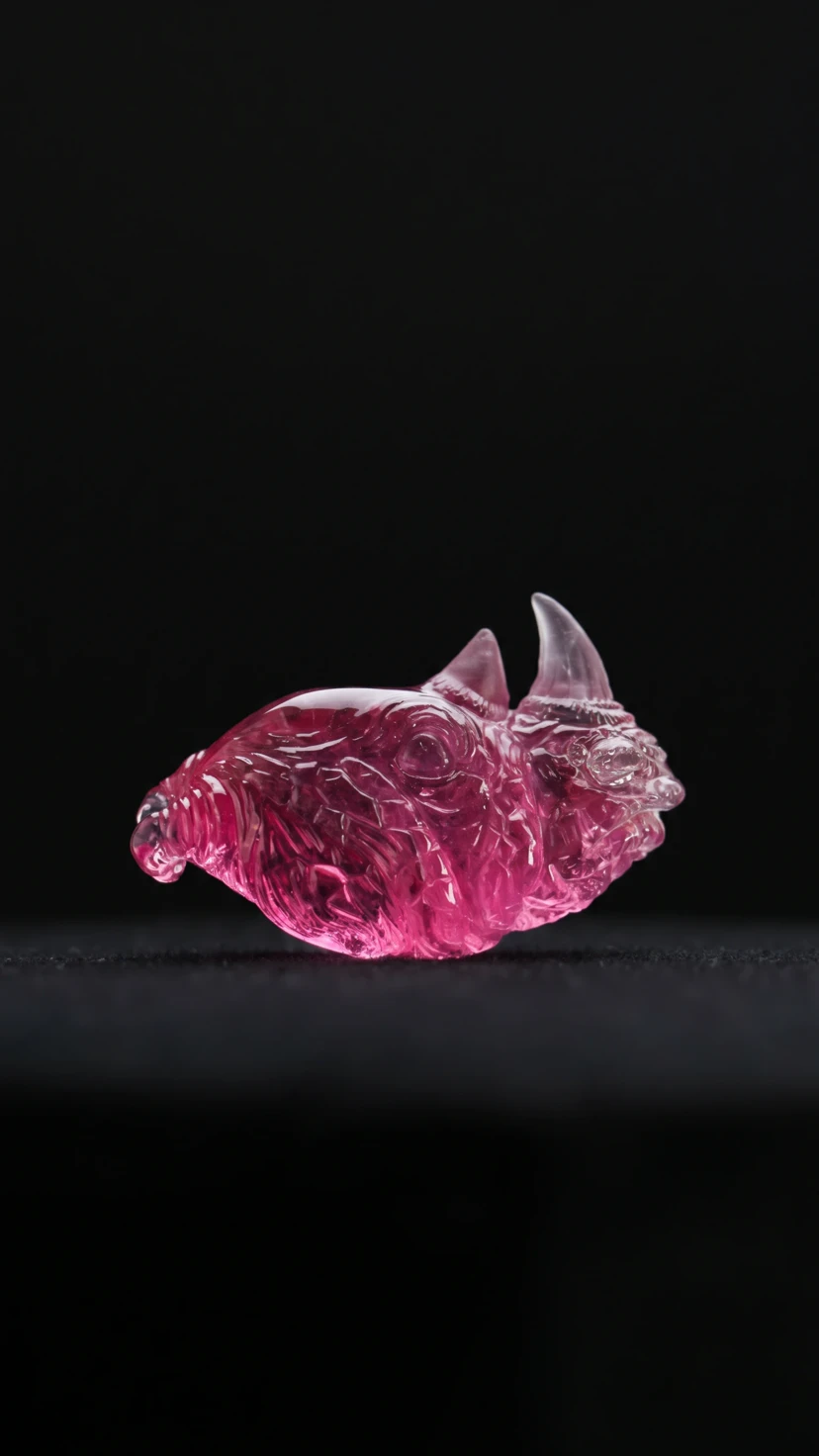 The founder studying a blue rough gemstone in profile